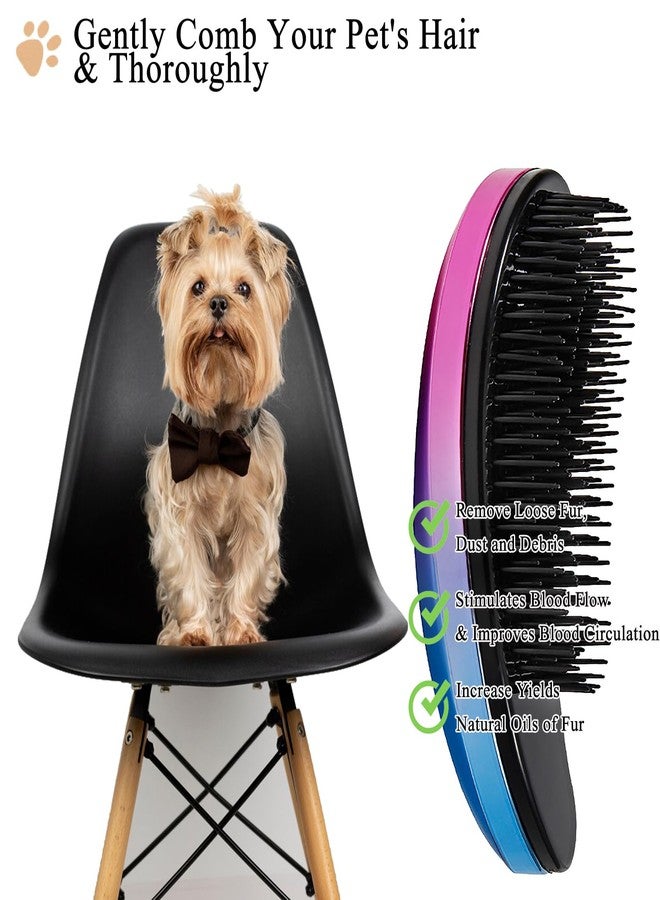 DEEUCHIS Small Dog Brush, Soft Pet Grooming Brush for Shih Tzus, Yorkies, Maltipoos, Maltese, Puppy Massaging Hair Brush, Cat Brush, for Small Animals Rabbits of All Hair Types (Gradient Color) - Image 3